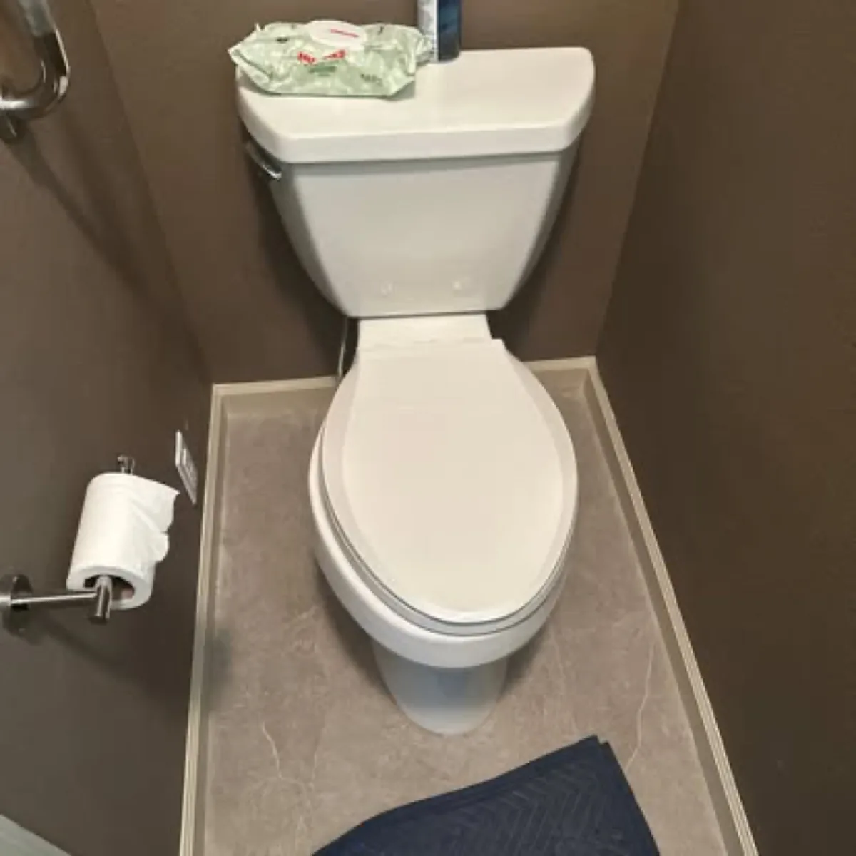 Toilet installed and finished in a customer bathroom